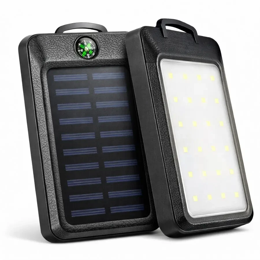 УМБ Power Bank Solar 18000 mAh мобильное зарядное с солнечной панелью и лампой, Power Bank Charger White 3