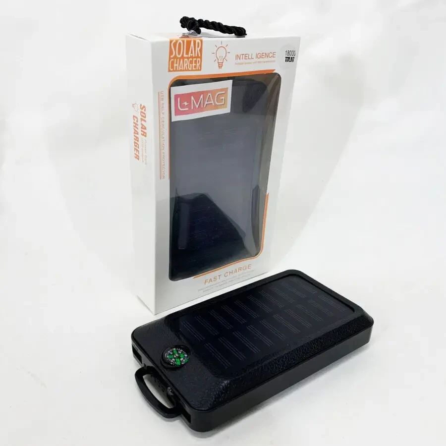 УМБ Power Bank Solar 18000 mAh мобильное зарядное с солнечной панелью и лампой, Power Bank Charger White 9