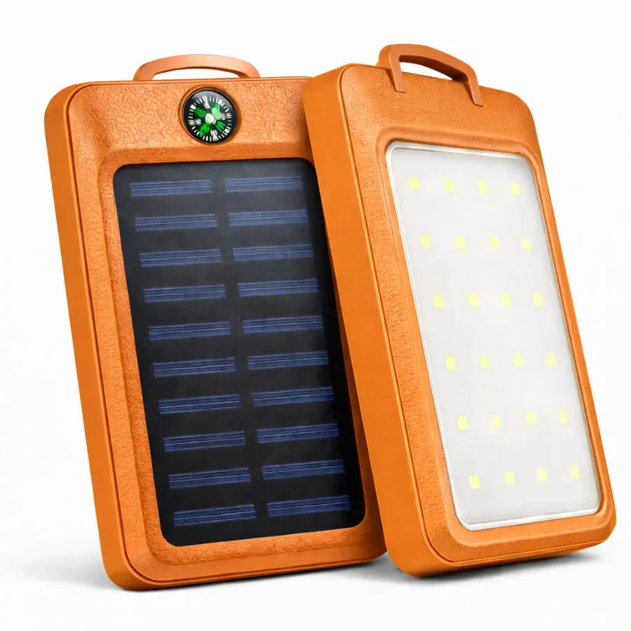 УМБ Power Bank Solar 18000 mAh мобильное зарядное с солнечной панелью и лампой, Power Bank Charger White