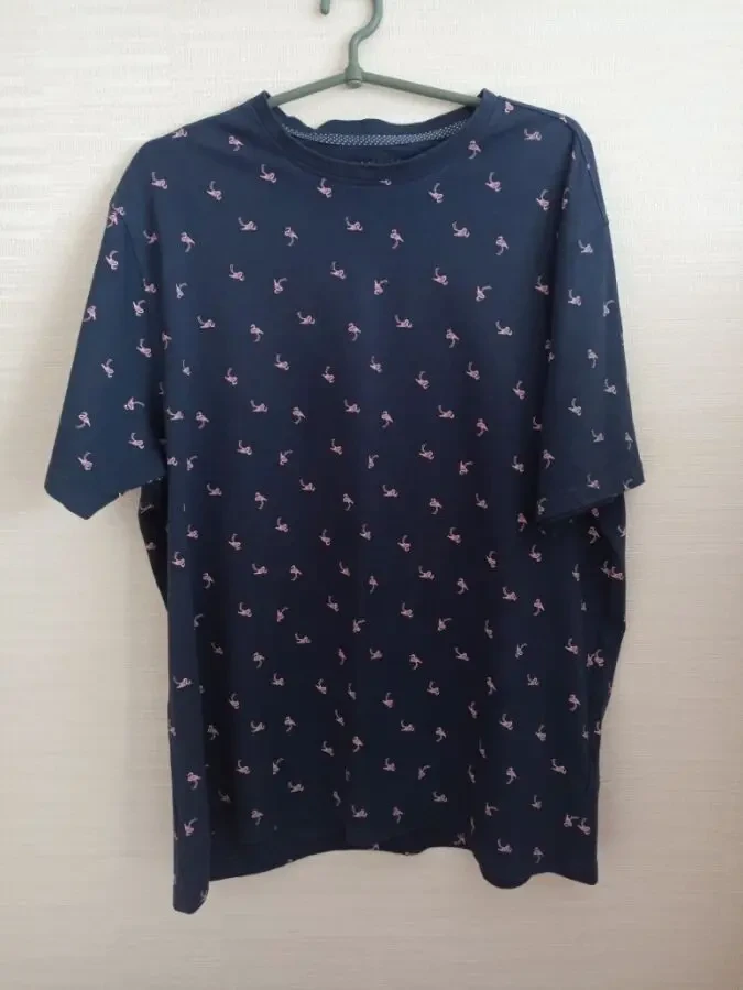 Marks Spencer Футболка мужская т синяя в принт фламинго хлопок XL 8