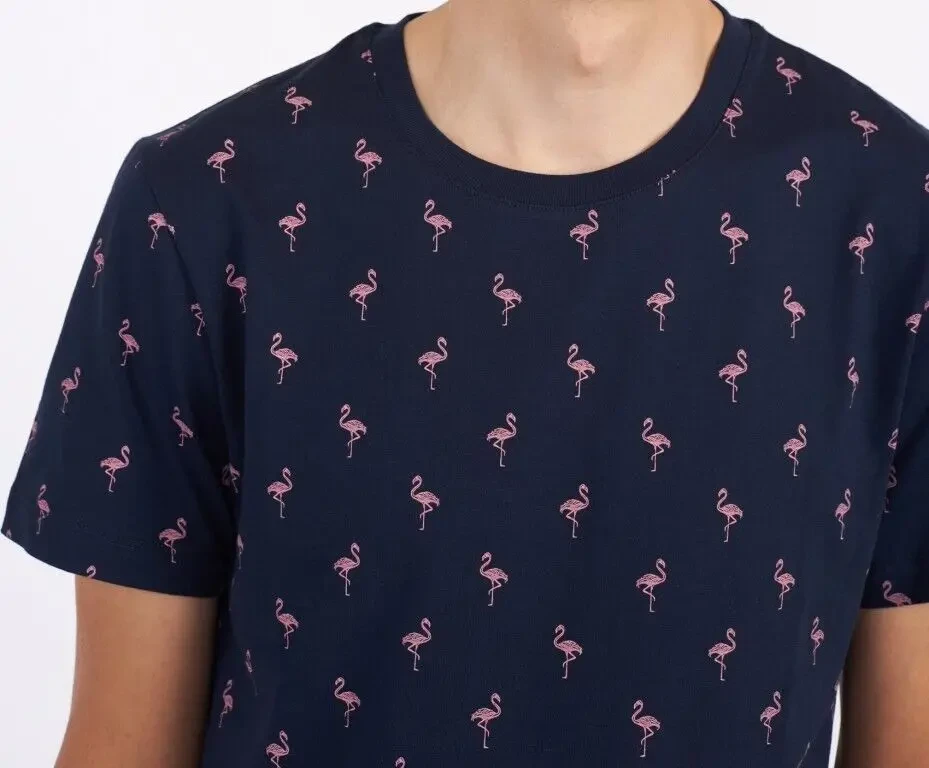 Marks Spencer Футболка мужская т синяя в принт фламинго хлопок XL 3