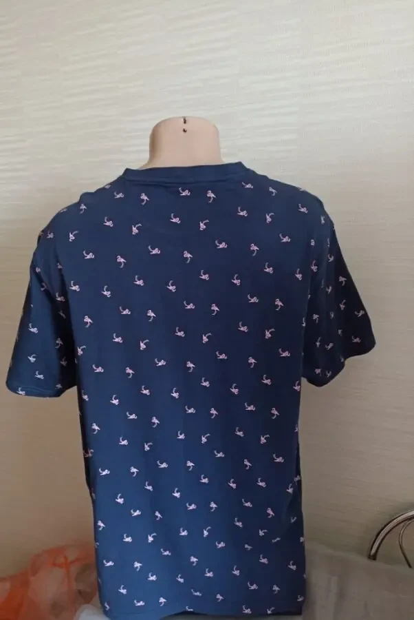 Marks Spencer Футболка мужская т синяя в принт фламинго хлопок XL 7