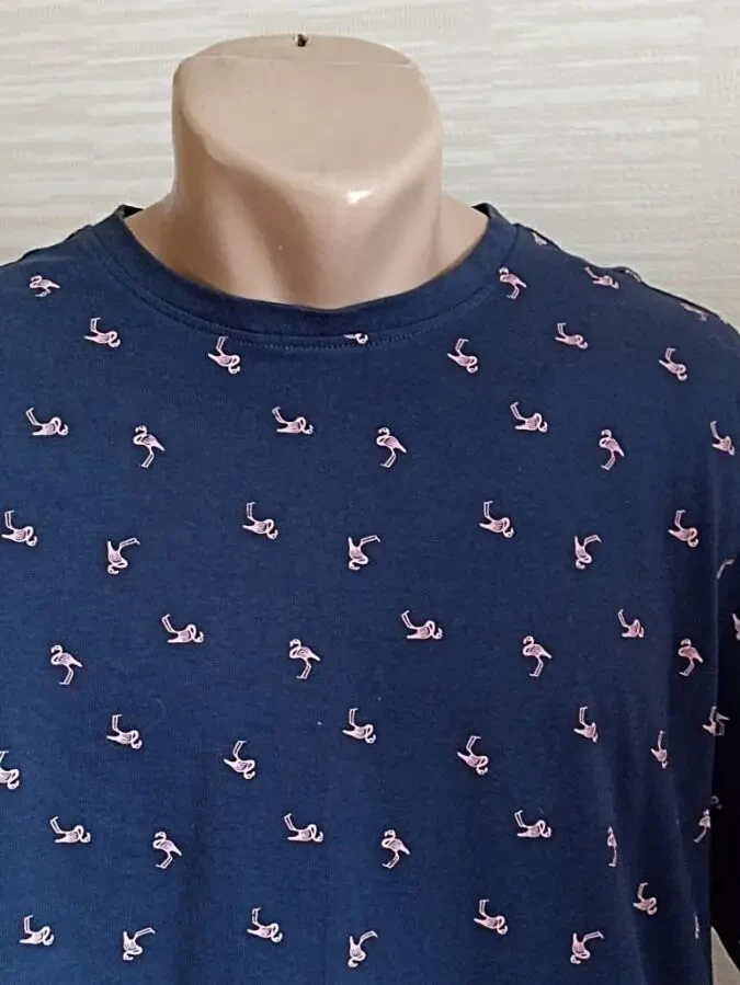 Marks Spencer Футболка мужская т синяя в принт фламинго хлопок XL 6