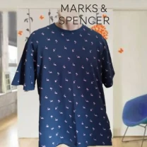 Marks Spencer Футболка мужская т синяя в принт фламинго хлопок XL