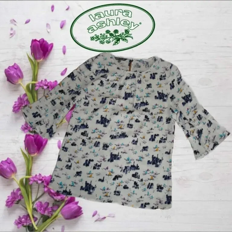 laura ashley Красивая женская блузка вискоза рукав 3/4 волан 46