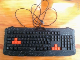 Черная программируемая игровая клавиатура свен Gs-9400 юсб проводная котрастные клавиши, подсветка
