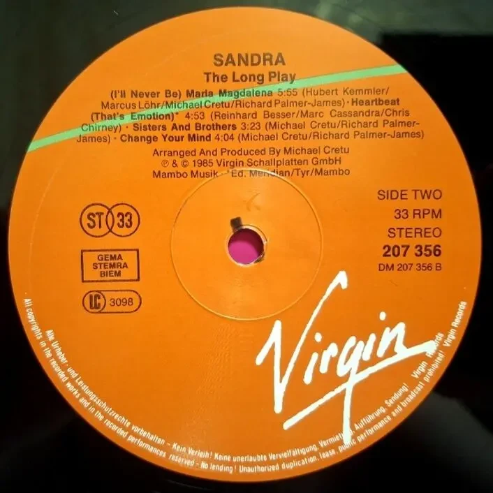 Sandra EX Arabesque - The Long Play - 1985. (LP). 12. Vinyl. Пластинка. Europe. 6