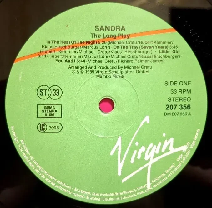 Sandra EX Arabesque - The Long Play - 1985. (LP). 12. Vinyl. Пластинка. Europe. 5