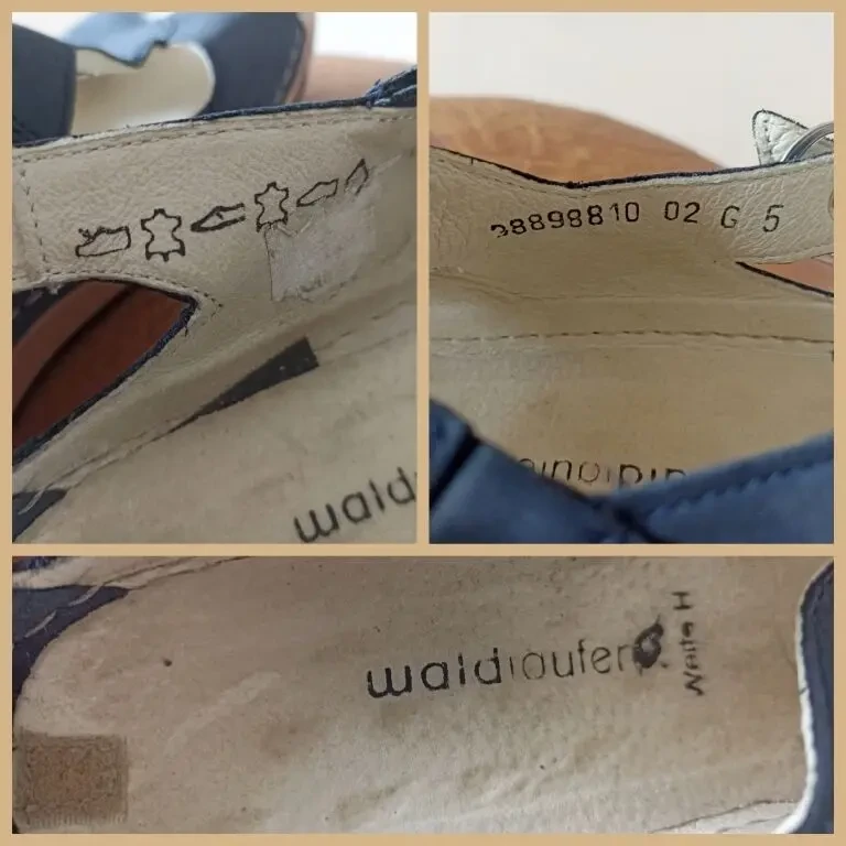 Waldlaufer оригинал Босоножки женские кожа нубук синие танкетка 38 8