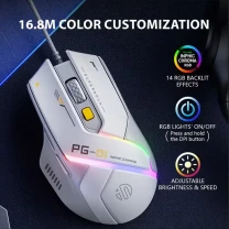 Ігрова миша Inphic Pg1 біла Rgb Usb, Dpi 12800, макропрограмування