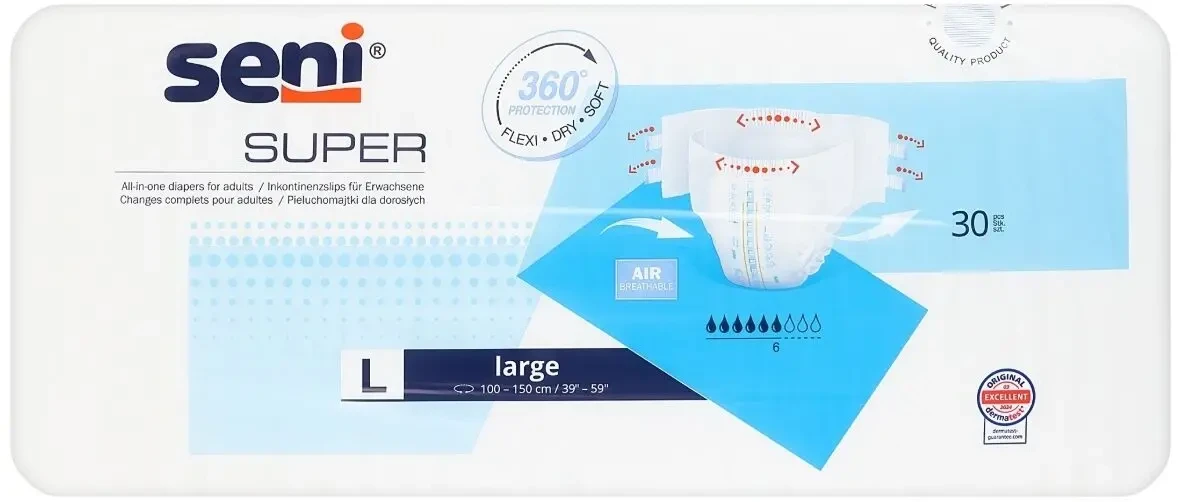 Підгузки для дорослих SUPER SENI LARGE PREMIUM 30 шт. 3 розмір L 3