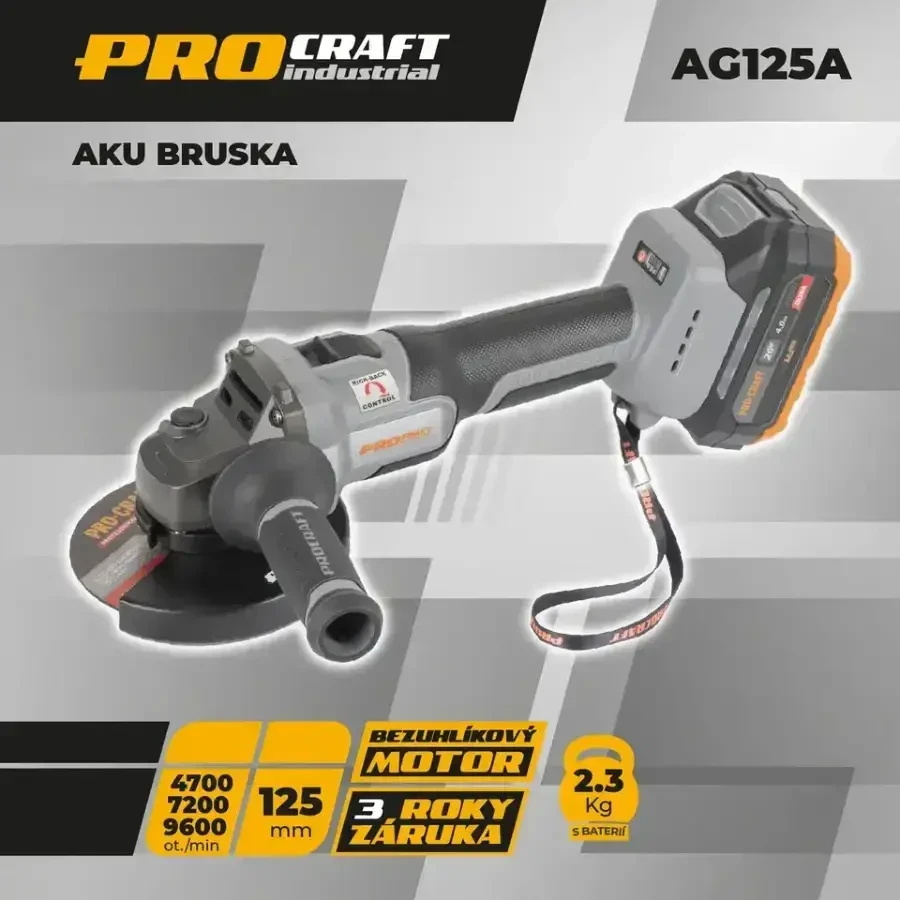 Кутова шліфувальна машина акумуляторна (болгарка) Procraft Industrial AG125A Сумка. 2