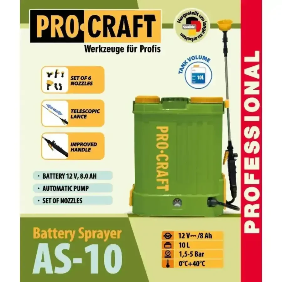 Акумуляторний обприскувач Procraft AS-10 1 АКБ. 2