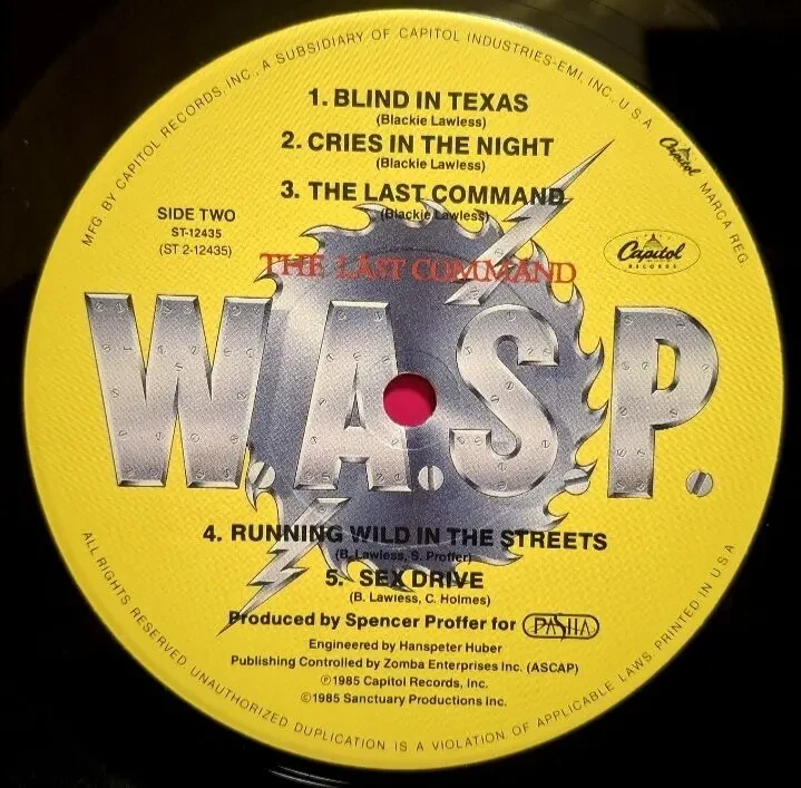 W.A.S.P. - The Last Command - 1985. (LP). 12. Vinyl. Пластинка. USA. 6