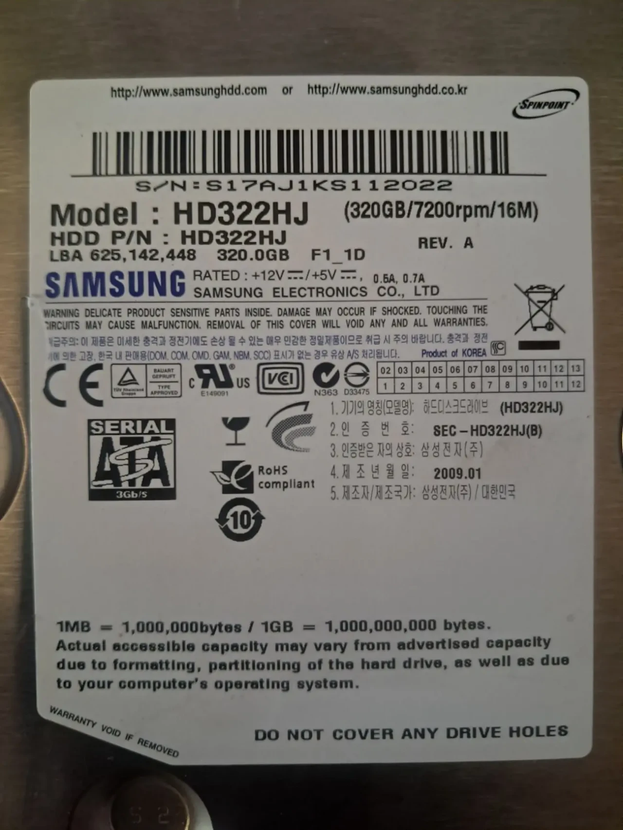 Жёсткий диск Samsung HD322HJ 320GB SATA 3,5 2