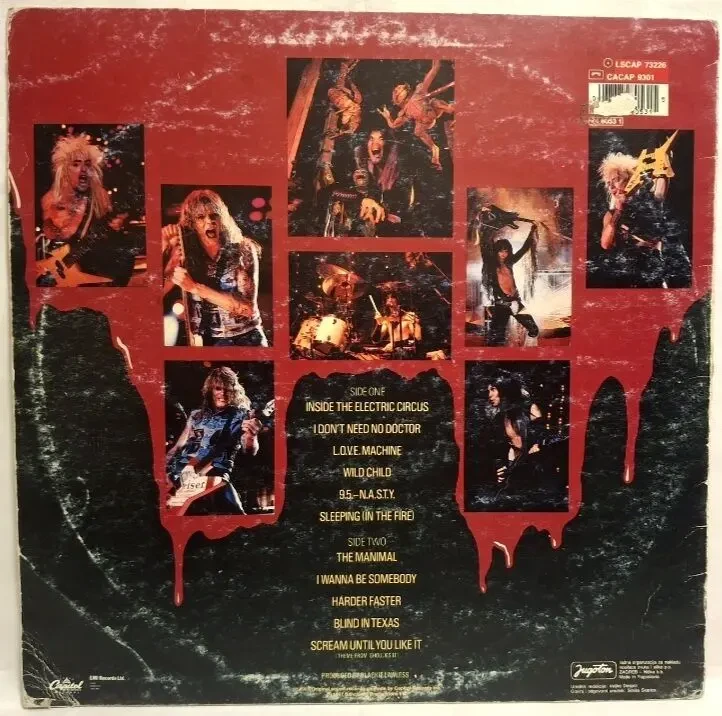 W.A.S.P. - Live... In The Raw - 1987. (LP). 12. Vinyl. Пластинка. Yugoslavia. 2