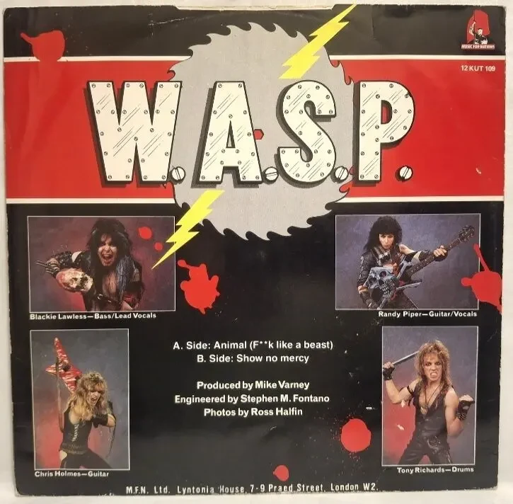 W.A.S.P. - Animal. Fuck Like A Beast - 1984. (EP). 12. Vinyl. Пластинка. UK. 2