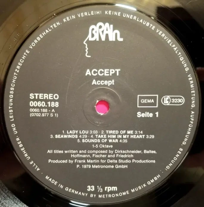 Accept EX U.D.O. - Accept - 1979. (LP). 12. Vinyl. Пластинка. Germany. 3
