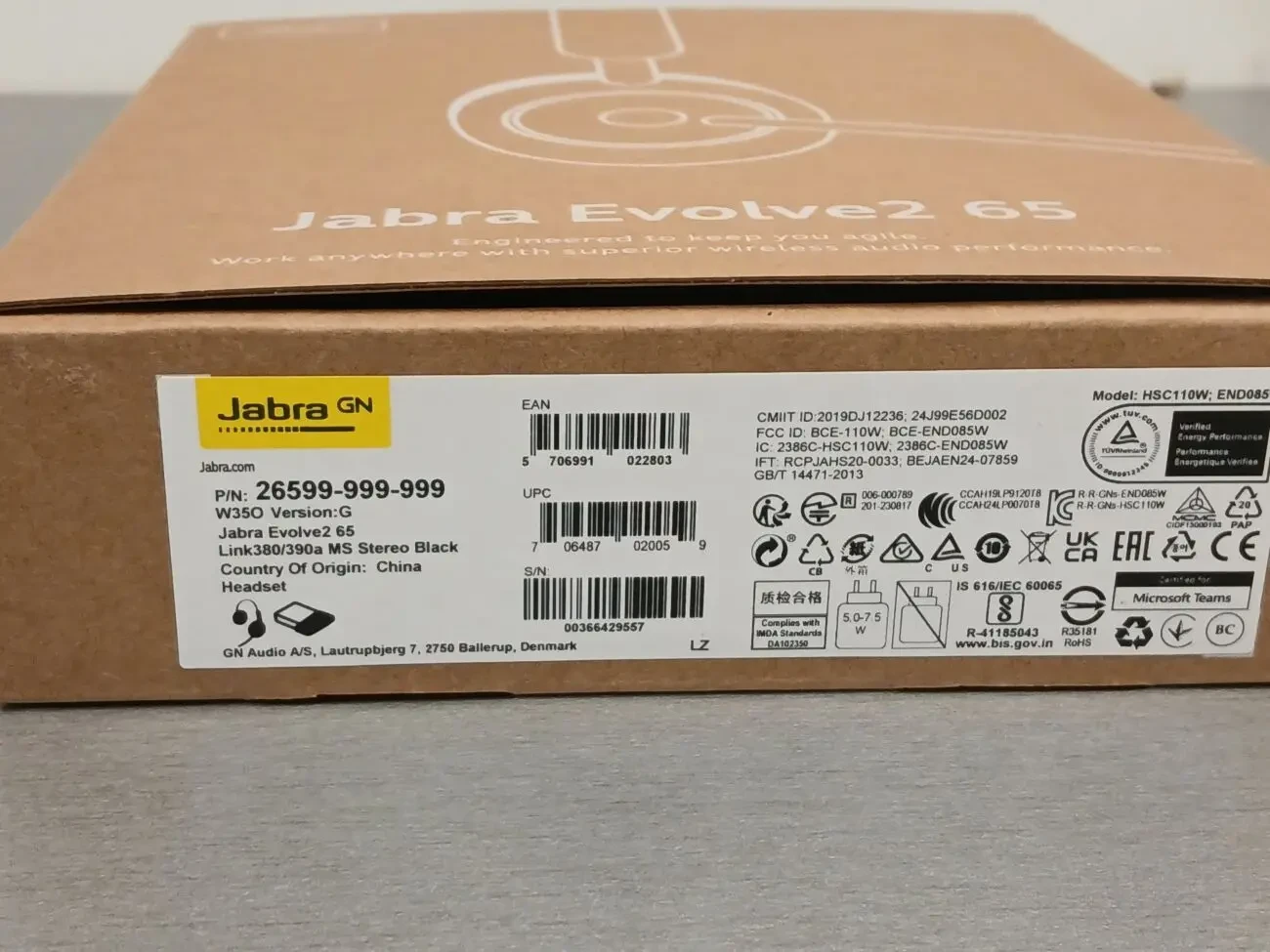 Навушники ( Bluetooth-гарнітура) Jabra Evolve 2 65, Link380a MS Stereo Black 26599-999-99 2