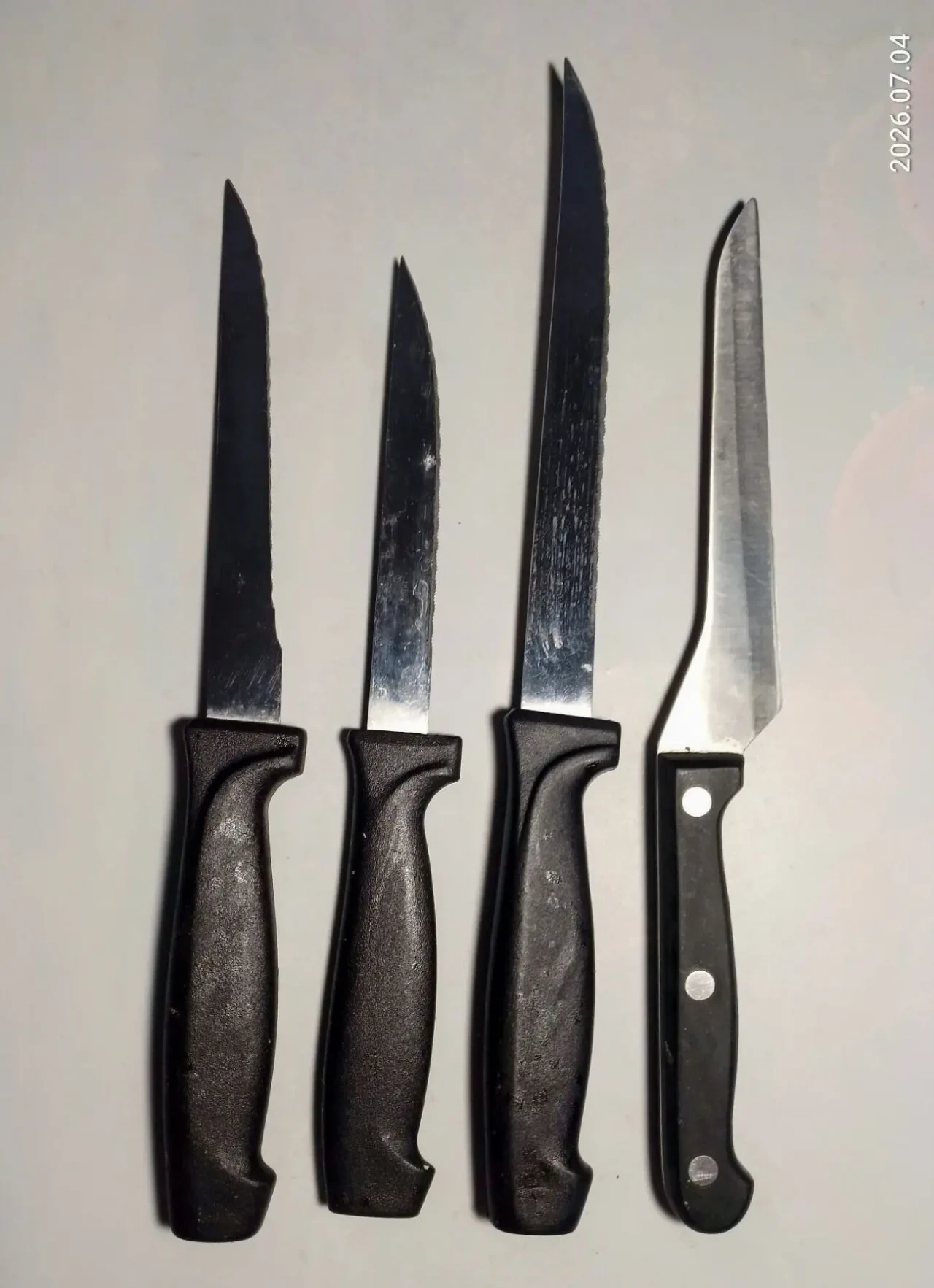 Нож зубчики и тонкий 15 см 4 штуки, кухонный, металл нержавейка сталь, Japan