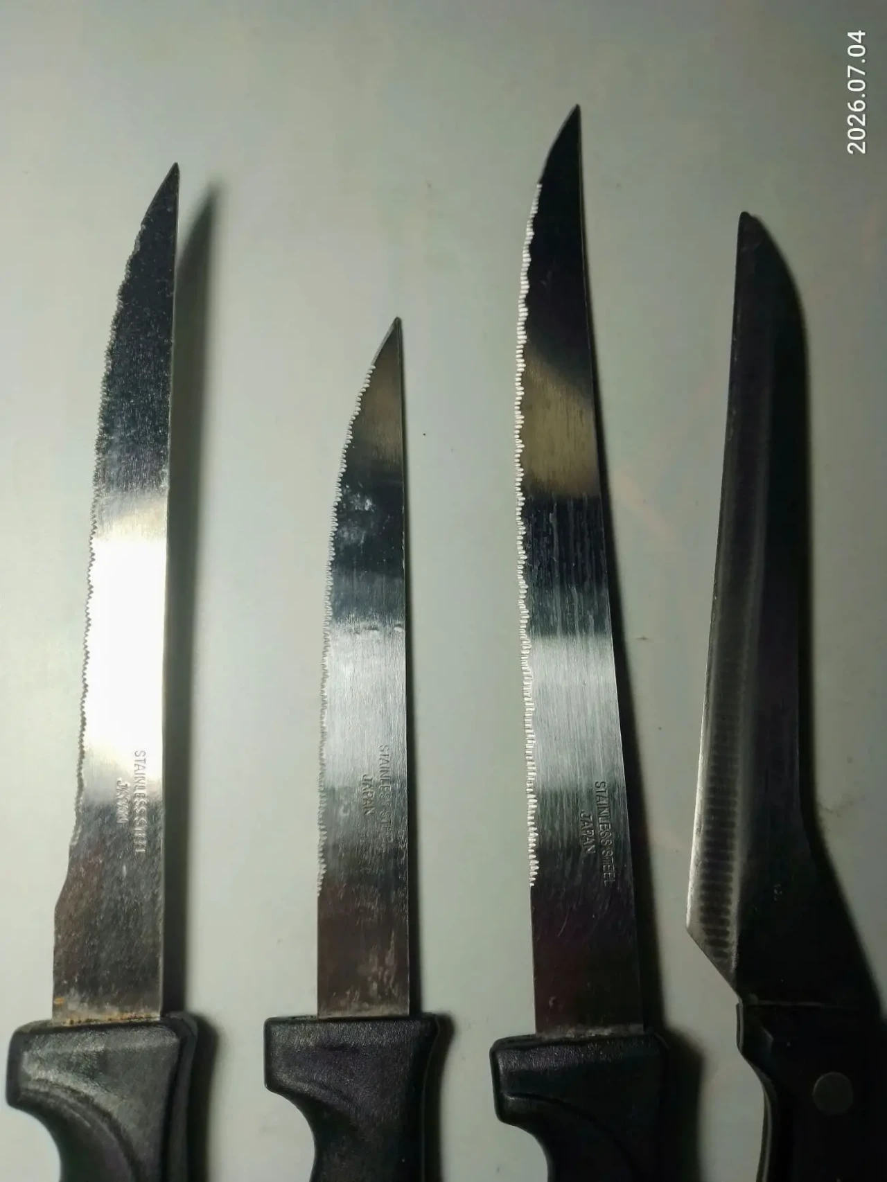 Нож зубчики и тонкий 15 см 4 штуки, кухонный, металл нержавейка сталь, Japan 2