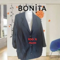Bonita Льняной летний женский пиджак т синий на 52