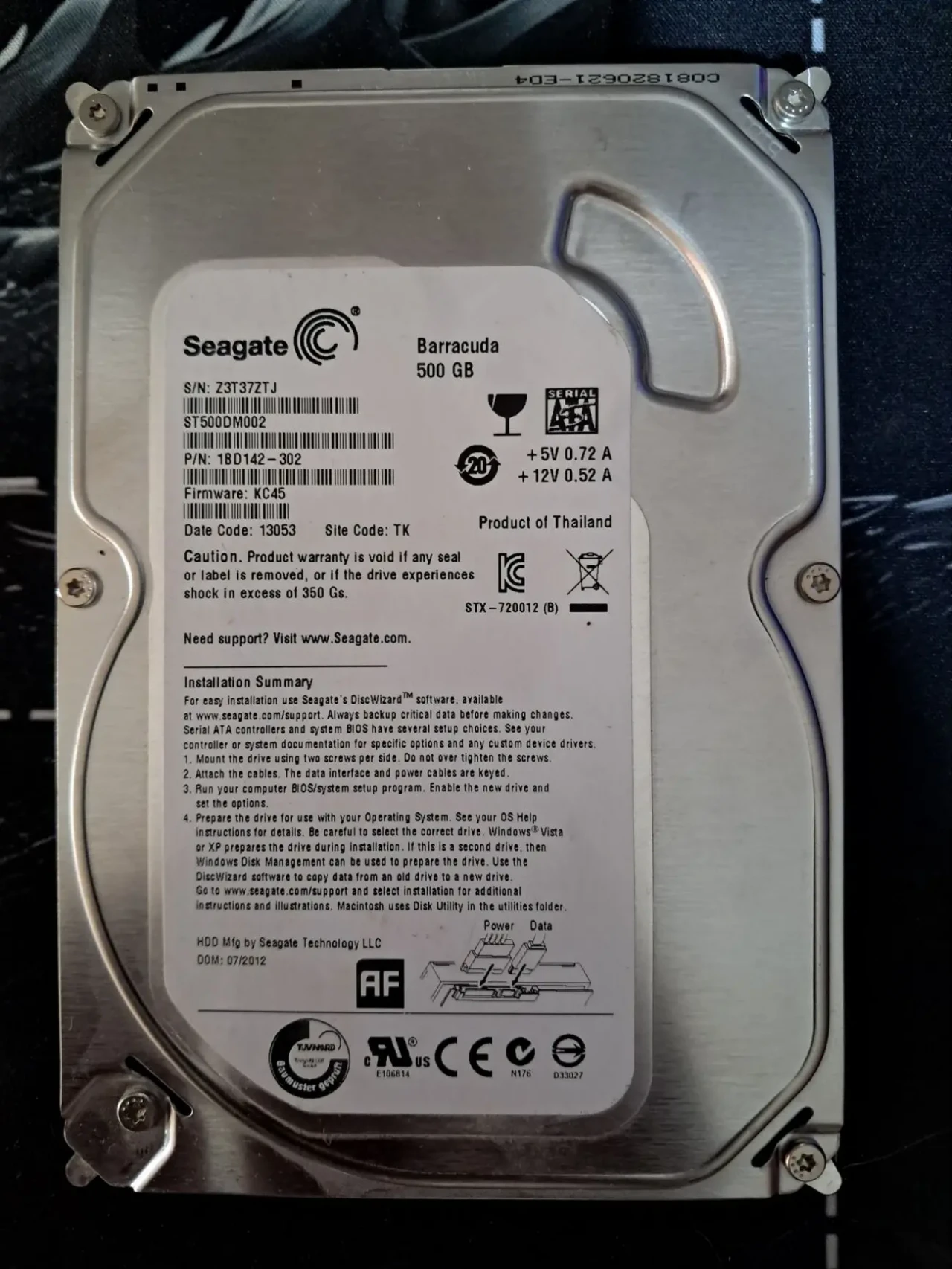 Жёсткий диск Seagate Barracuda 500GB SATA 3,5