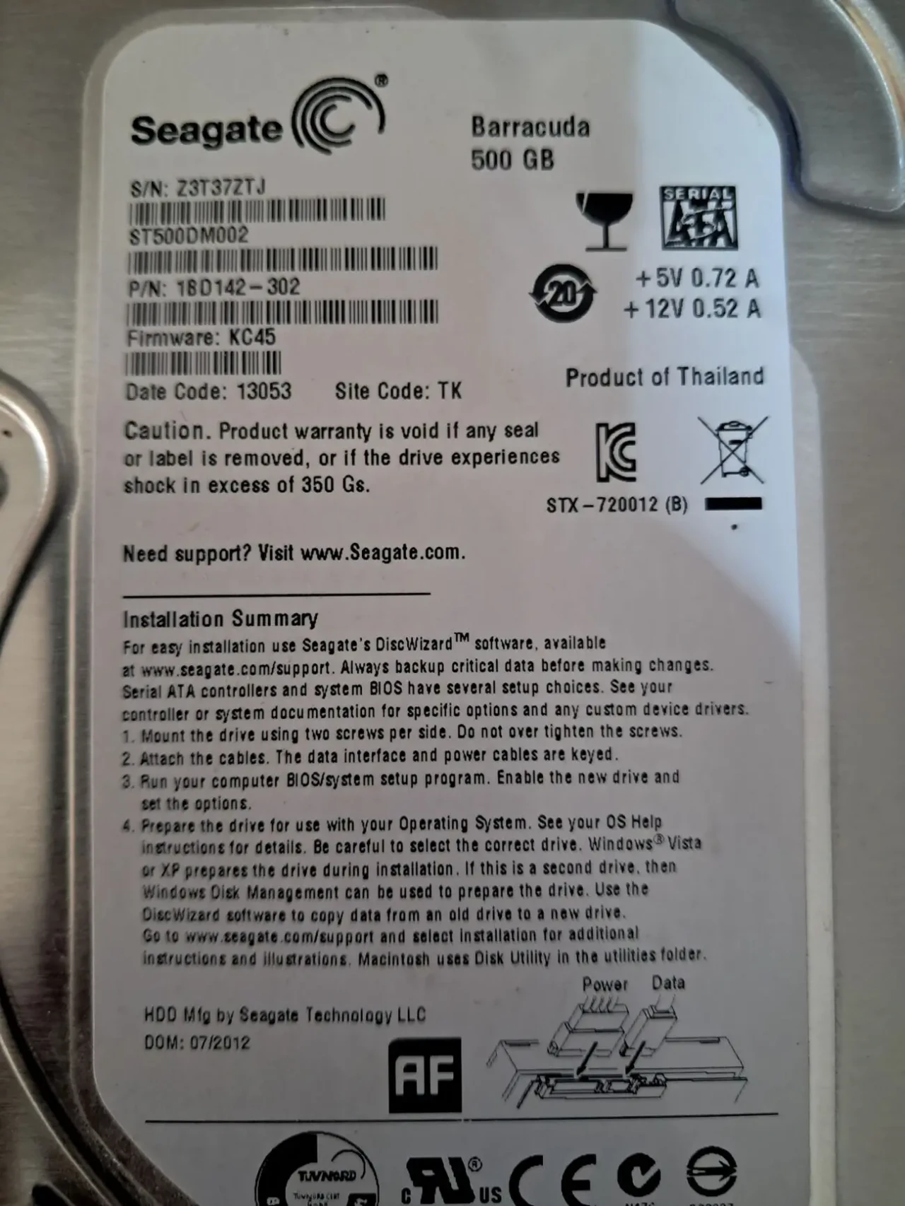 Жёсткий диск Seagate Barracuda 500GB SATA 3,5 2