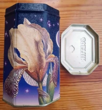 Жестяная коробочка ирис рисунок, с крышкой, 0.3 л, на декор