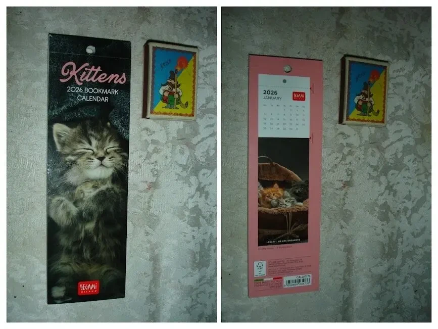 Календар-ЗАКЛАДКА на 2026 рік KITTENS/кошенята. НОВА. Made in ITALY. БРЕНДОВА. Підвісна. 9