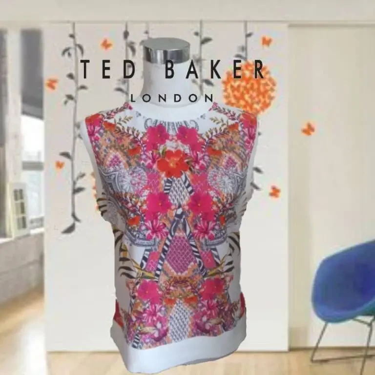 Ted Baker Красивая женская майка с трикотажем с шелком на 46-48 2