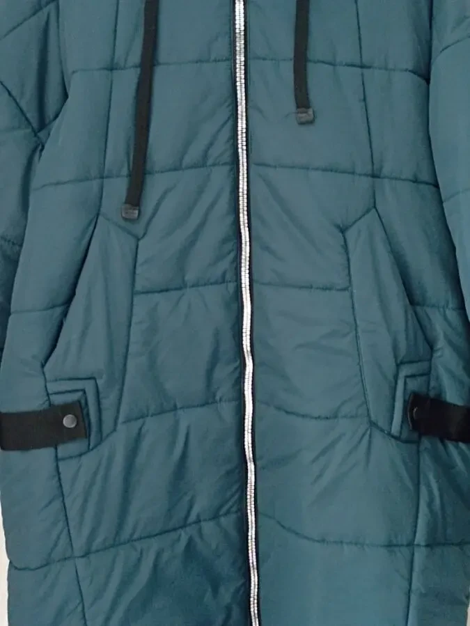 A.M.S. Fashion Зимние женское удлиненное теплое пальто на 54 т. бирюза с капюшоном 3