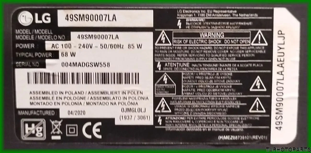плата блок живлення LGP49-19UL6 EAX68248001 (1.9) для телевізора LG 49SM90007LA 6