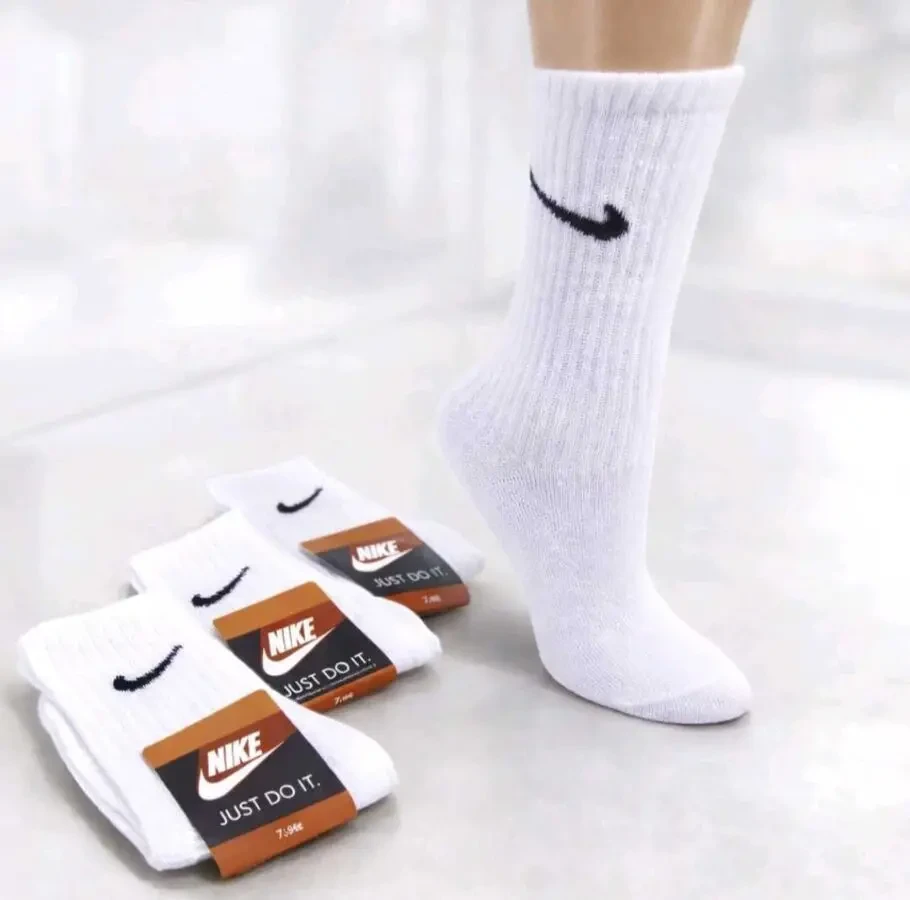 Набір високих шкарпеток nike (білі) — 5 пар в упаковці 5