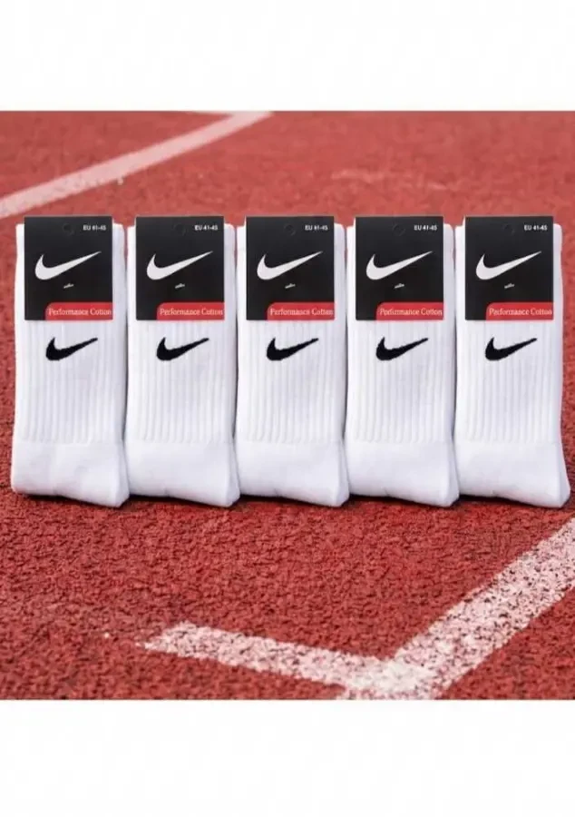 Набір високих шкарпеток nike (білі) — 5 пар в упаковці