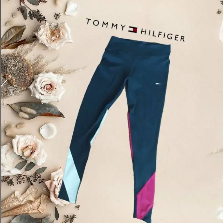 Tommy Hilfiger Спортивные женские лосины в рубчик т синие в полоски М 3