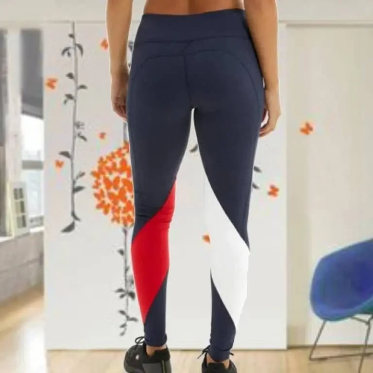 Tommy Hilfiger Спортивные женские лосины в рубчик т синие в полоски М 2