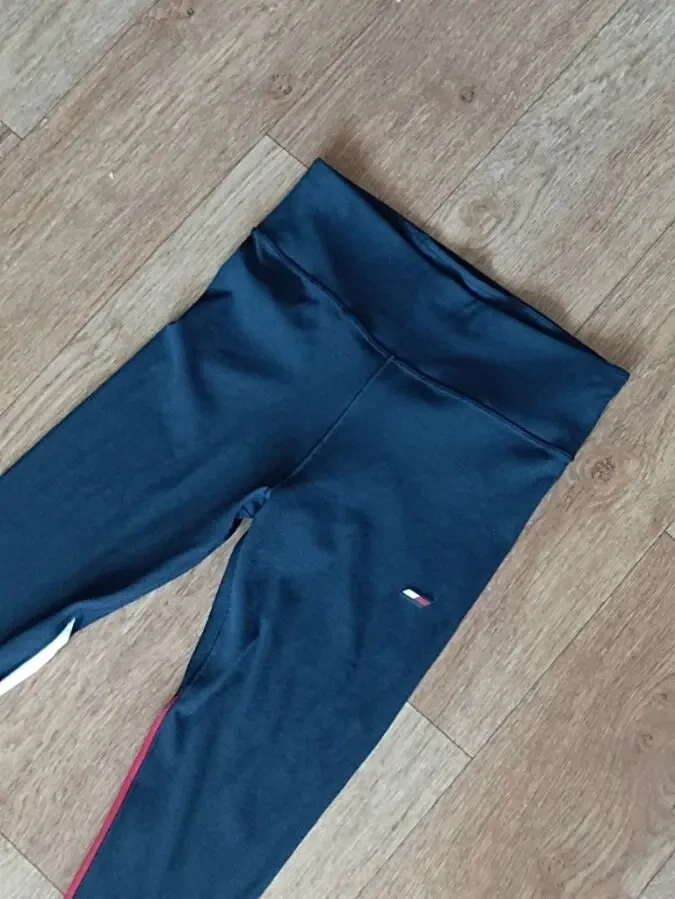 Tommy Hilfiger Спортивные женские лосины в рубчик т синие в полоски М 6