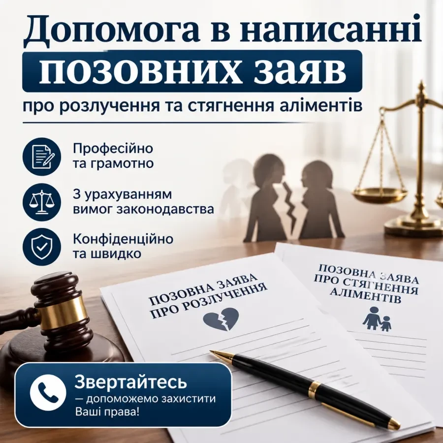 Юридична допомога(шлюб, аліменти)