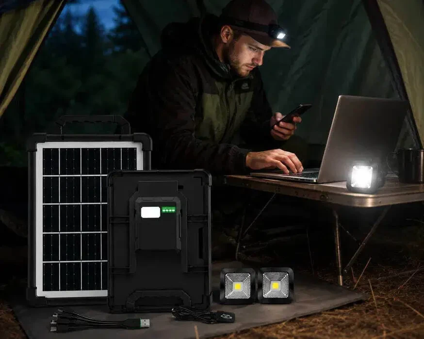 Портативная солнечная зарядная станция CoLamp CCLAMP CL-318PB-8W, 5400 mAh с LED-лампами / Автономный источник питания с солнечной панелью 2