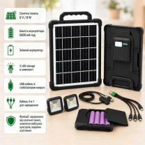 Портативная солнечная зарядная станция CoLamp CCLAMP CL-318PB-8W, 5400 mAh с LED-лампами / Автономный источник питания с солнечной панелью