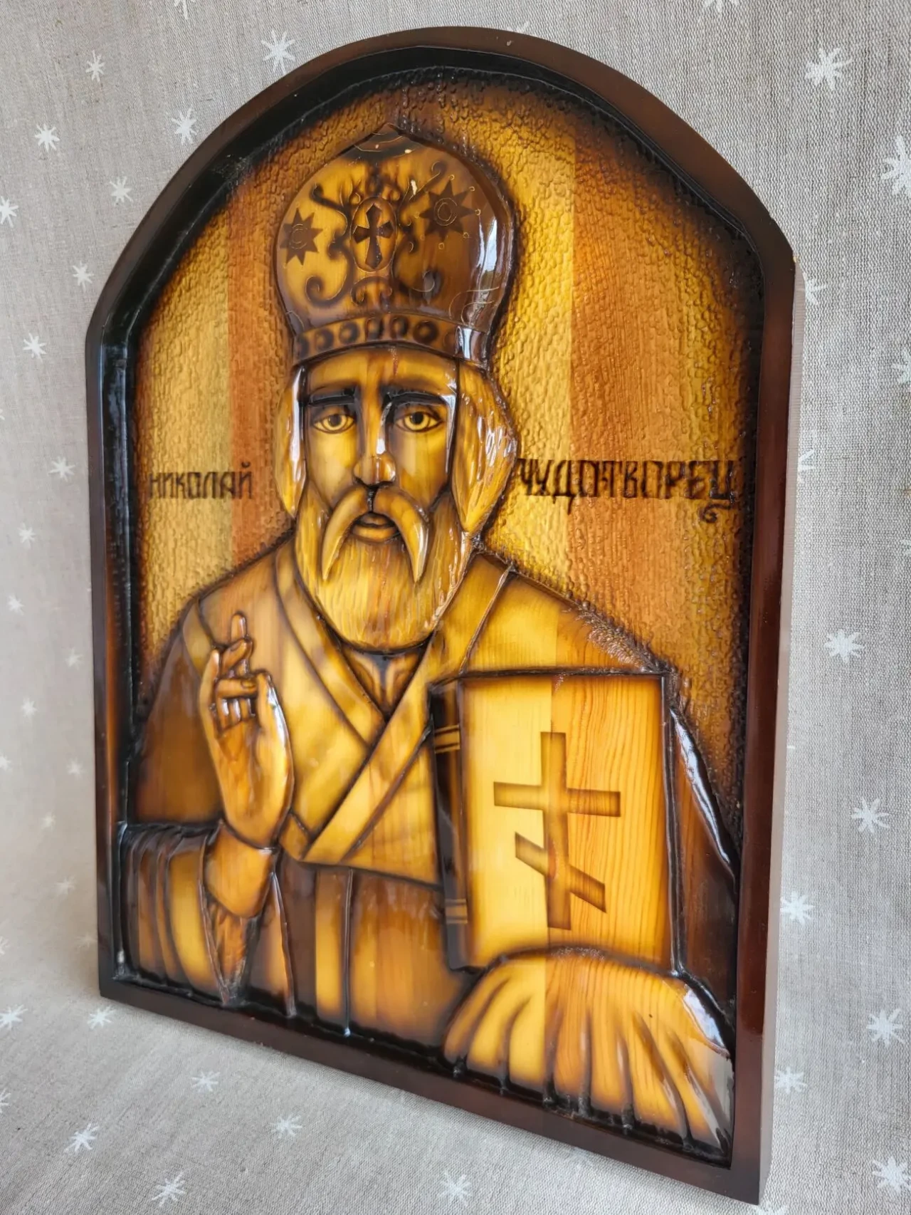 Икона Святой Николай Чудотворец деревянная 31х41см 2