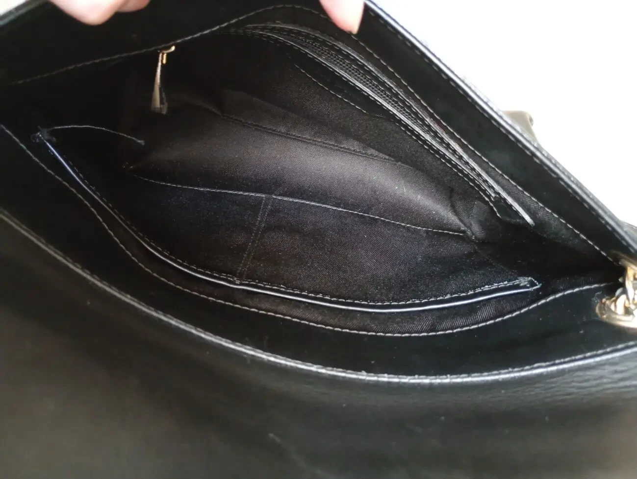 Кожаная сумка Vera Pelle Италия на цепочке, черная flap bag 4