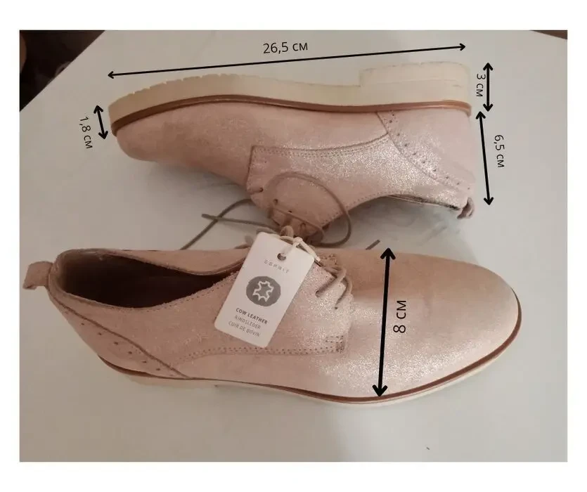 Продам новые женские пудровые туфли дерби Esprit из натуральной кожи с биркой 38 размер Германия 2