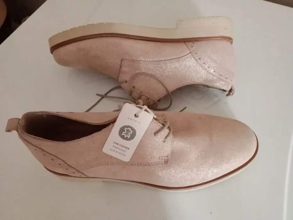 Продам новые женские пудровые туфли дерби Esprit из натуральной кожи с биркой 38 размер Германия 6