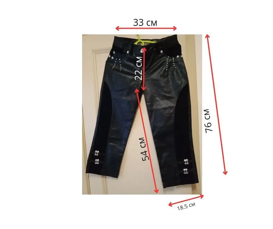 Продам новые женские укороченные джинсы капри с вельветом, размер 40/S Турция черные с фурнитурой 2