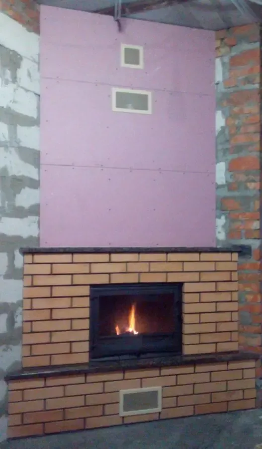 Установка каминных топок. Воздушное отопление. Облицовка каминов. 7