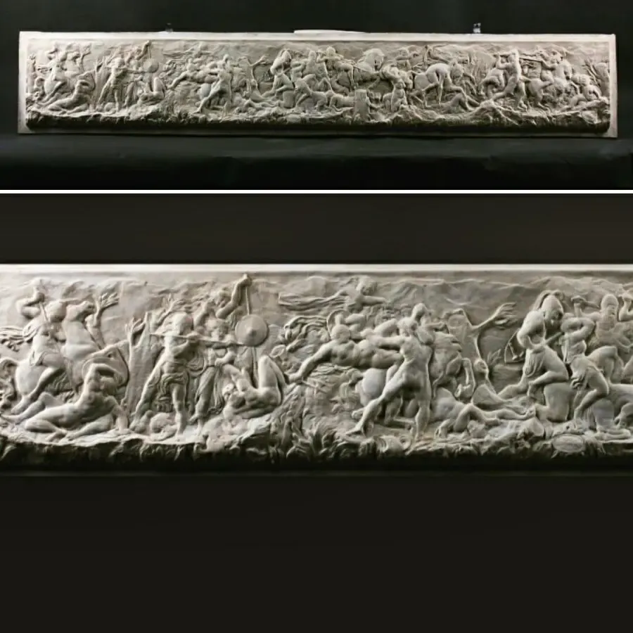 Барельеф Битва амазонок гипс бетон для интерьера 2