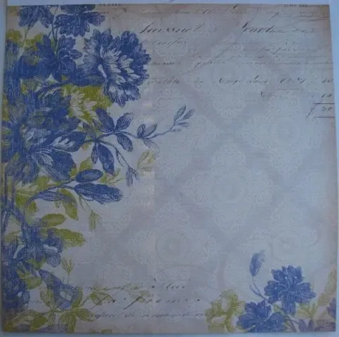 Скрап бумага набор синий с коричневым: цветы, полоска, ромбы