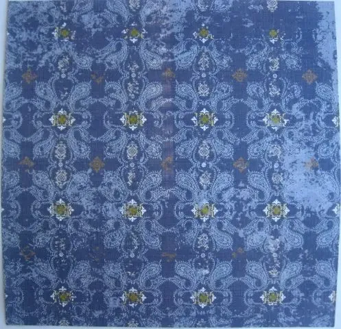 Скрап бумага набор синий с коричневым: цветы, полоска, ромбы 3